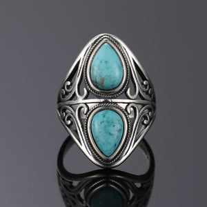 Vintage Double Turquoise Silver Ring
