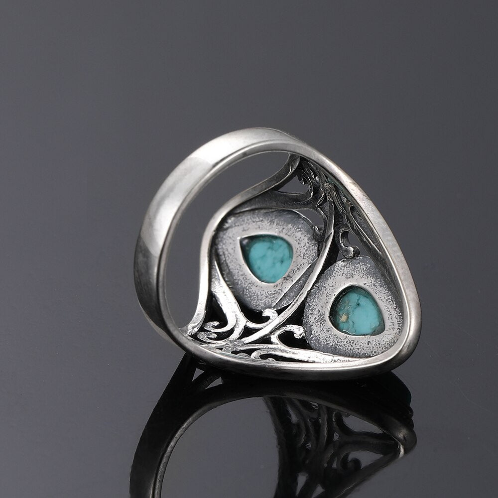 Vintage Double Turquoise Silver Ring