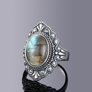Natural Labradorite Sterling Silver Ring