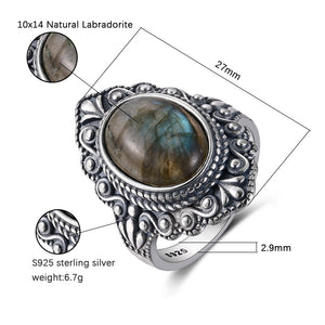 Natural Labradorite Sterling Silver Ring