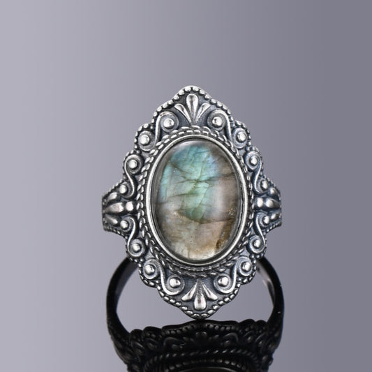 Natural Labradorite Sterling Silver Ring