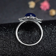 Load image into Gallery viewer, Silver Night Sun Ring with Natural Kyanite Stone
