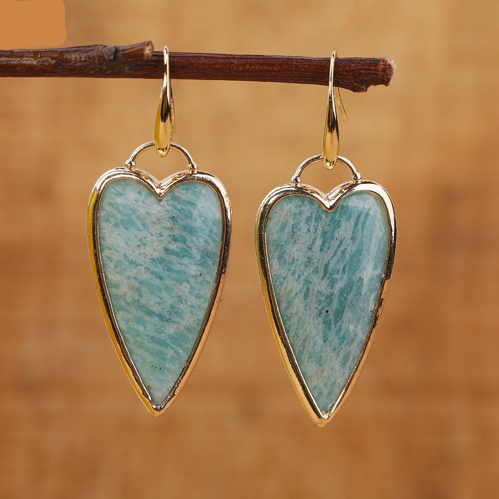 Heart-shaped Boho-chic Gemstone Earrings