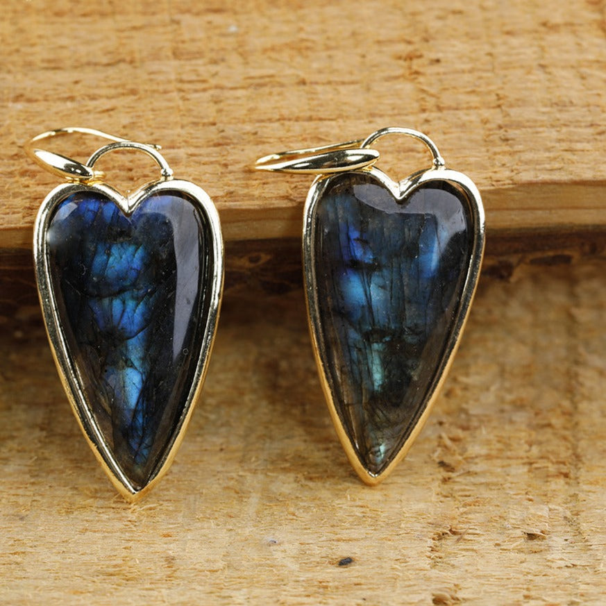 Heart-shaped Boho-chic Gemstone Earrings