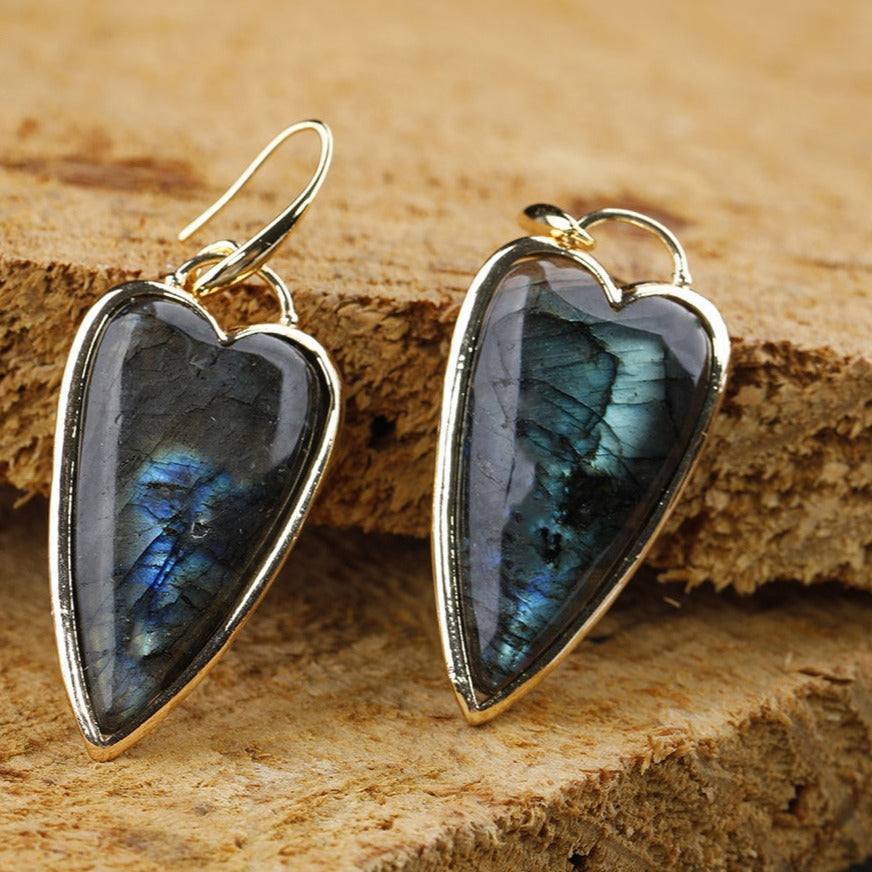 Heart-shaped Boho-chic Gemstone Earrings