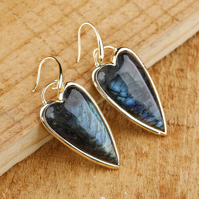 Heart-shaped Boho-chic Gemstone Earrings