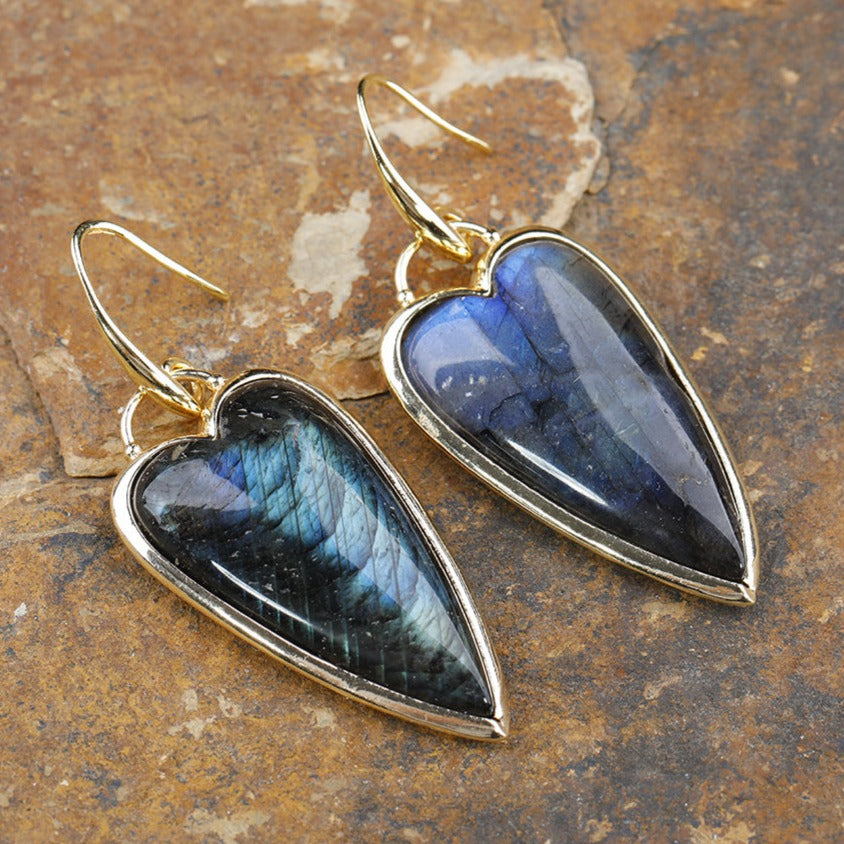 Heart-shaped Boho-chic Gemstone Earrings