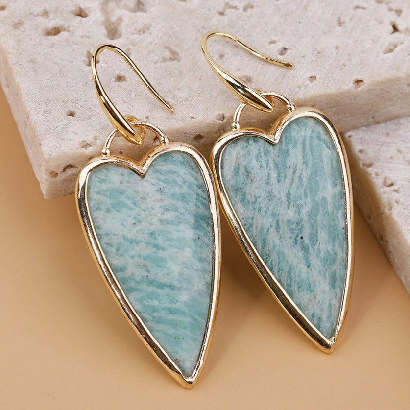 Heart-shaped Boho-chic Gemstone Earrings