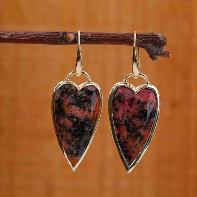 Heart-shaped Boho-chic Gemstone Earrings